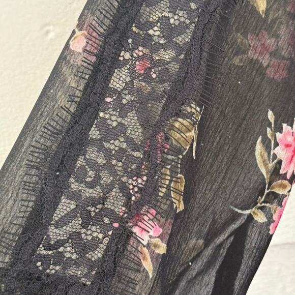 American Eagle Womens S Sheer Flowy Floral Blouse Fairy Grunge Whimsigoth Sultry - Picture 5 of 10